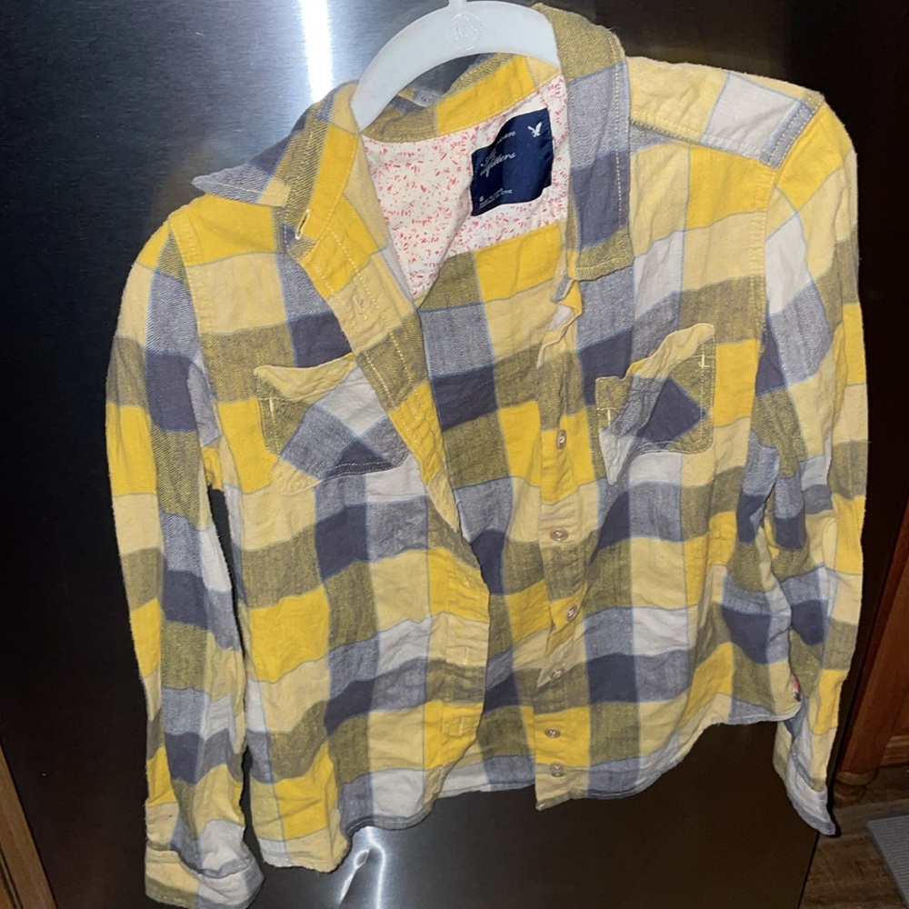 FREE with Purchase‼️ American Eagle Outfitters Flannel🦅 💛🩶🤍 - Picture 7 of 12